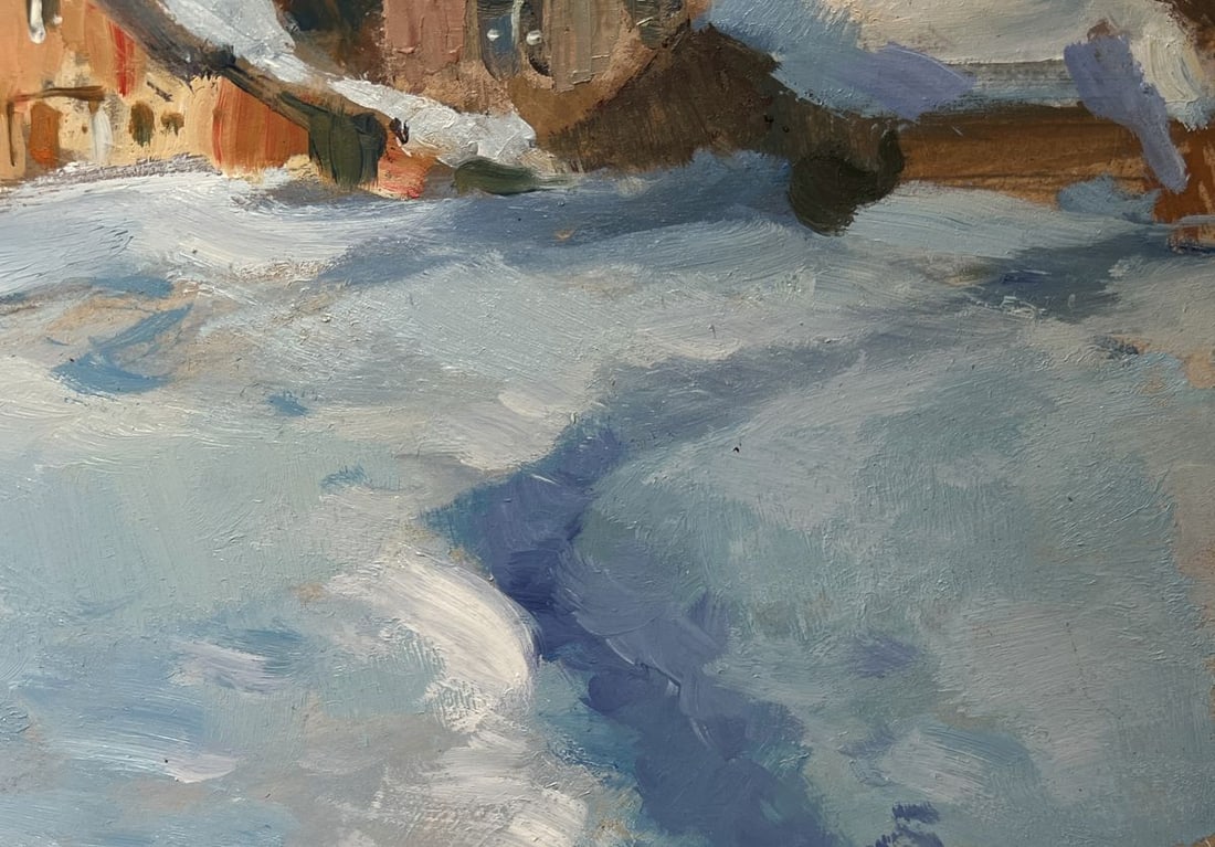 Oil painting Houses under a blanket of snow Yuriy Suprunchuk - 7