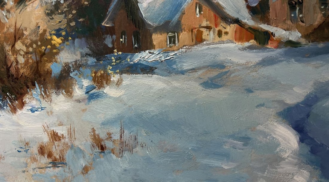 Oil painting Houses under a blanket of snow Yuriy Suprunchuk - 8