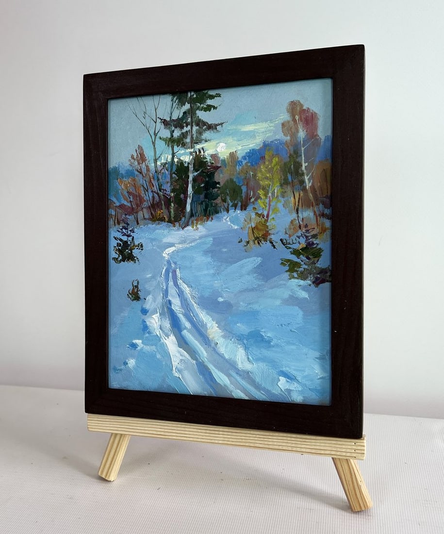 Oil painting Winter sunset in the forest Yuriy Suprunchuk - 2