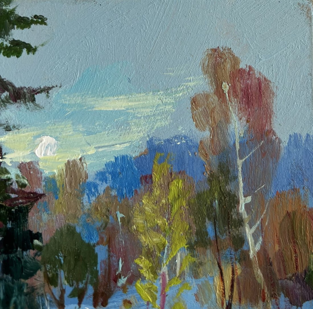 Oil painting Winter sunset in the forest Yuriy Suprunchuk - 4