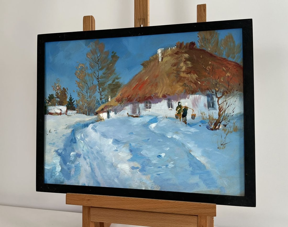 Oil painting Snowy village yard Yuriy Suprunchuk - 2