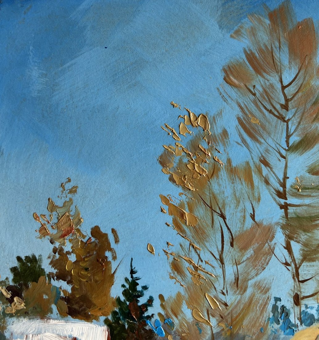 Oil painting Snowy village yard Yuriy Suprunchuk - 5