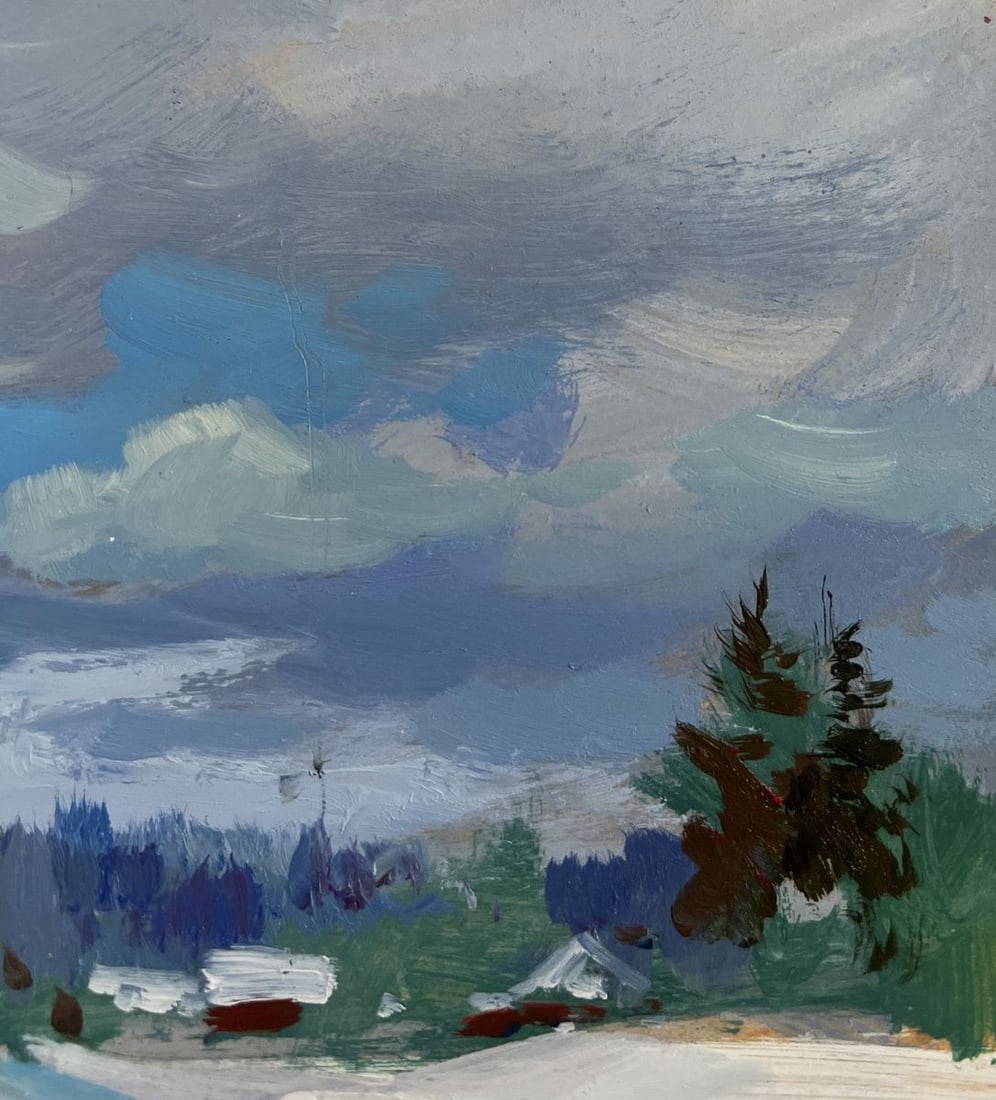 Oil painting River under a blanket of snow Yuriy Suprunchuk - 4