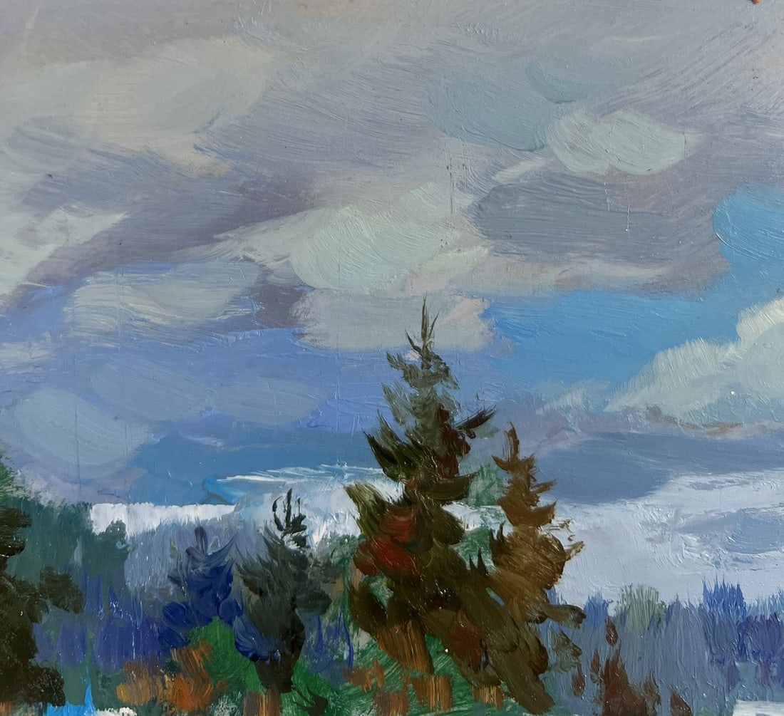 Oil painting River under a blanket of snow Yuriy Suprunchuk - 5