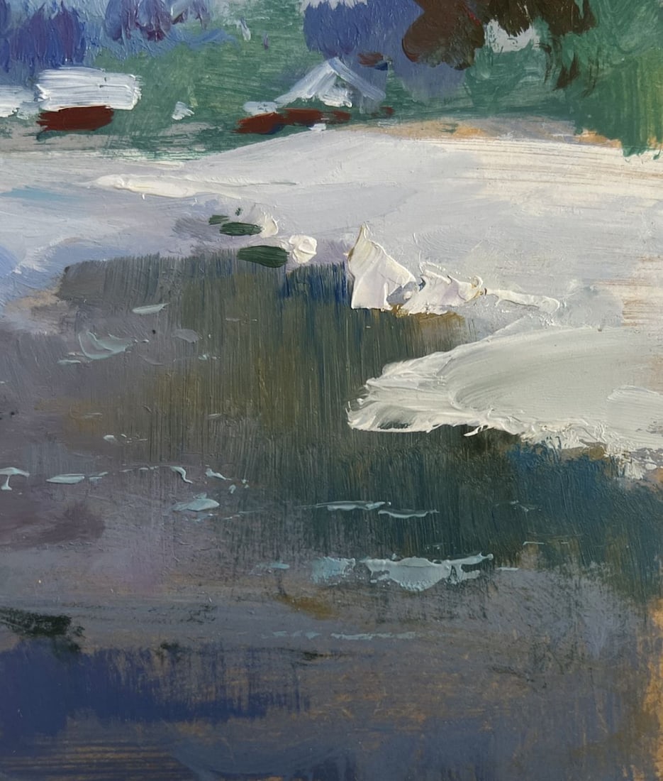 Oil painting River under a blanket of snow Yuriy Suprunchuk - 9