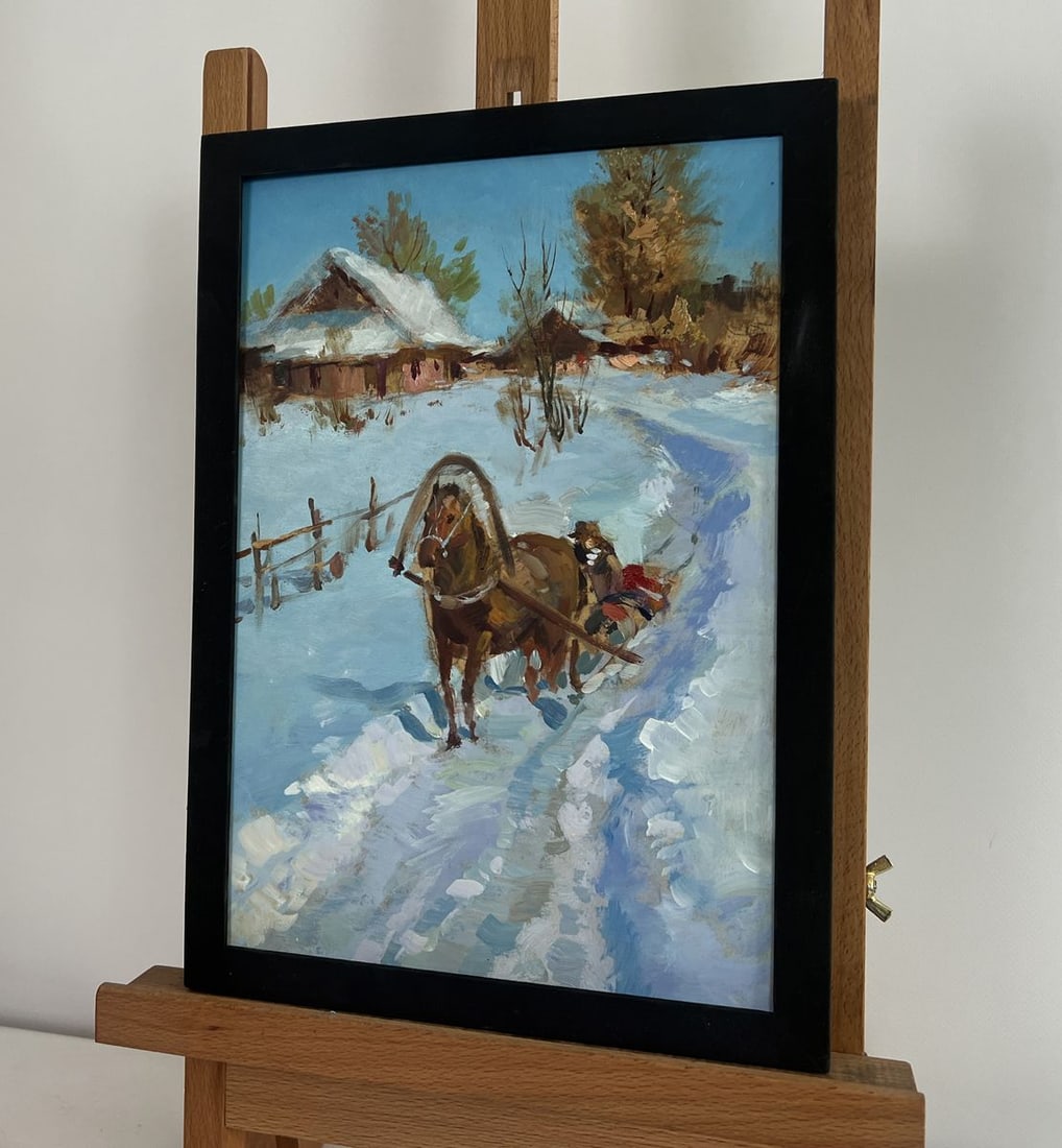 Oil painting Riding a horse in the snow Yuriy Suprunchuk - 2