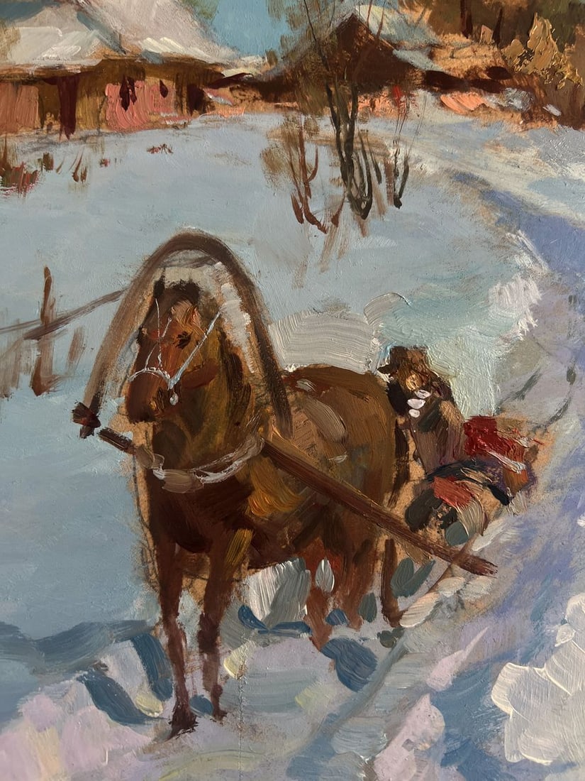 Oil painting Riding a horse in the snow Yuriy Suprunchuk - 6