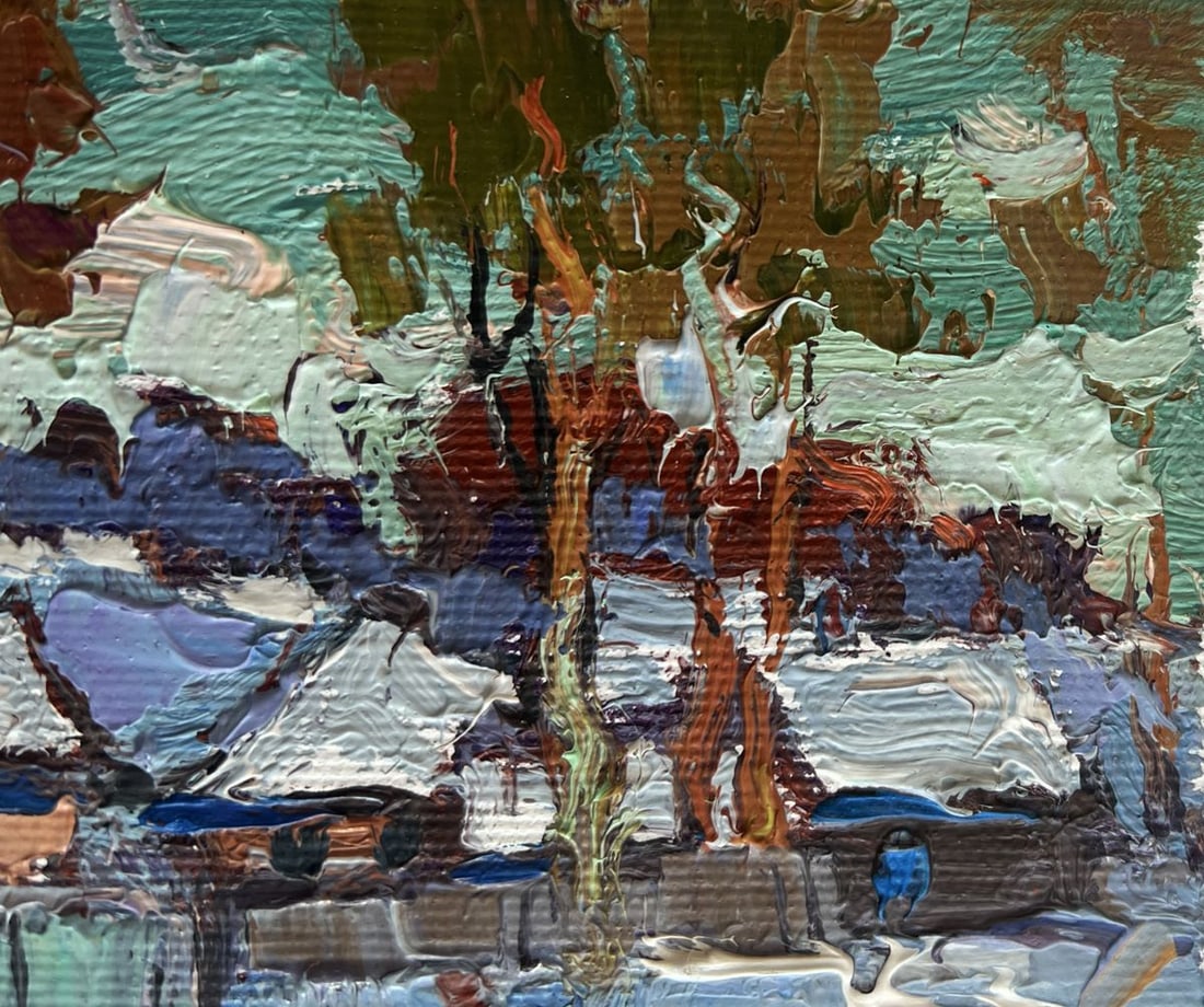 Oil painting The village was covered in snow Oksana Kalenyuk - 5