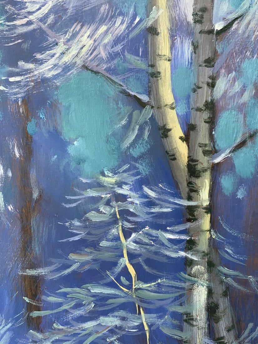 Oil painting Winter night Mykhailo Burdylo - 7