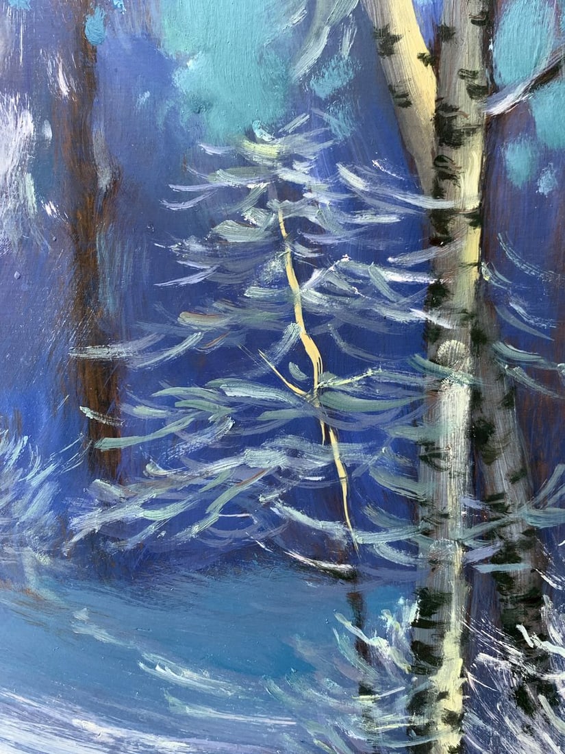 Oil painting Winter night Mykhailo Burdylo - 9