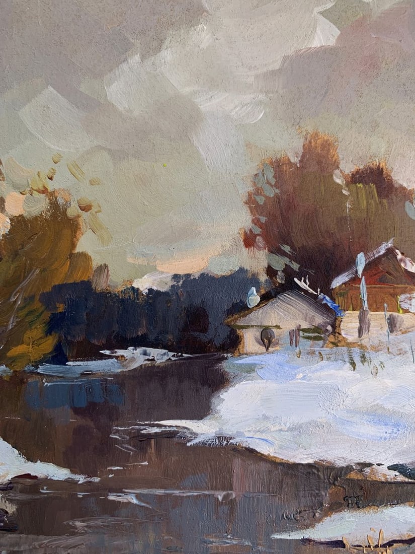 Oil painting Winter evening Yuriy Suprunchuk - 4