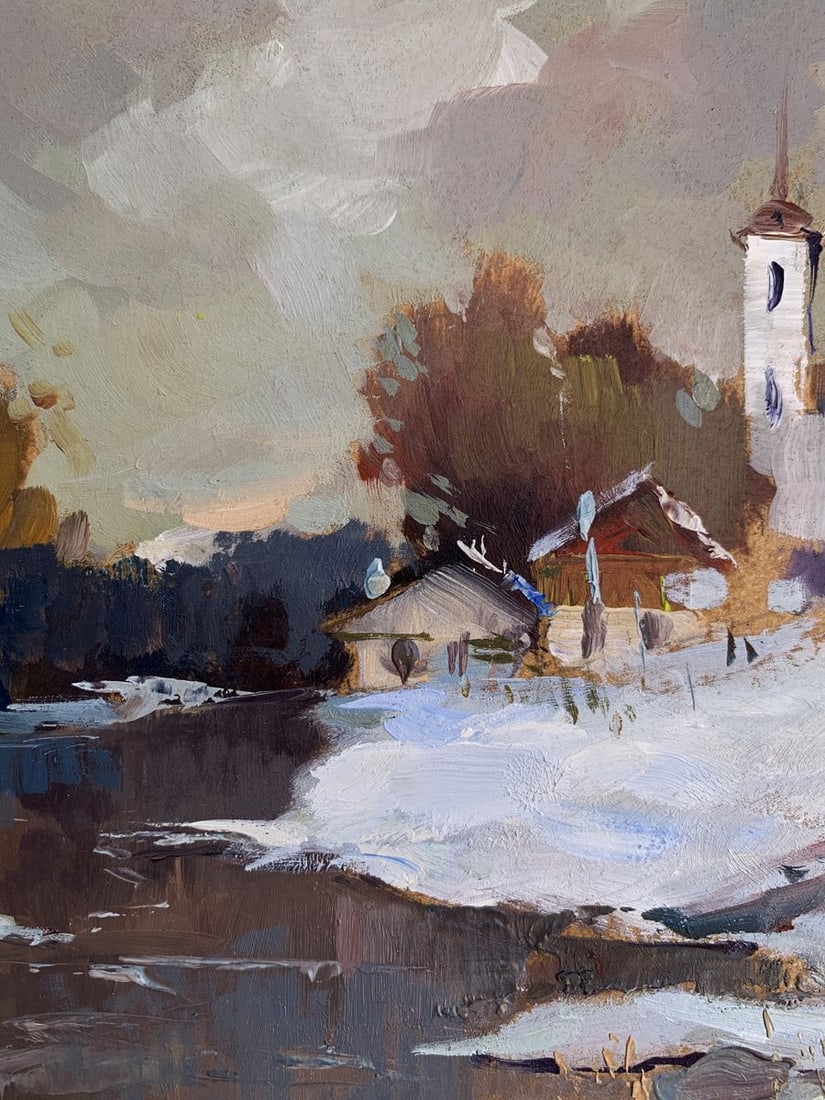 Oil painting Winter evening Yuriy Suprunchuk - 5