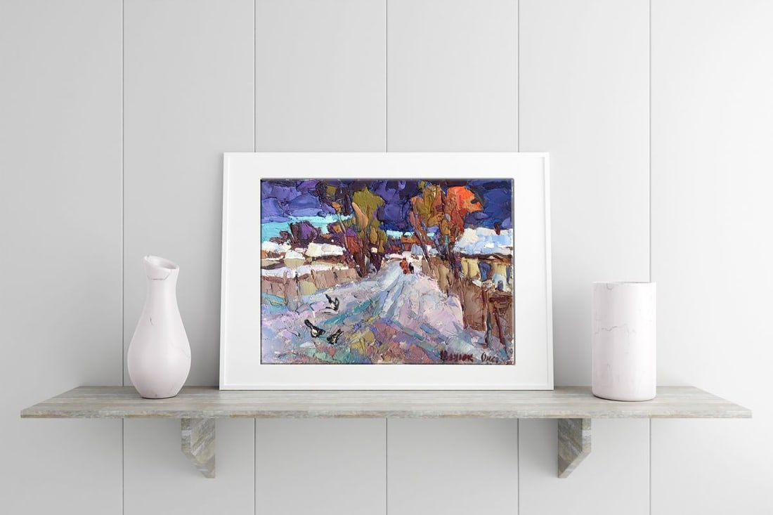 Oil painting Snow covered street Kalenyuk Oksana - 3
