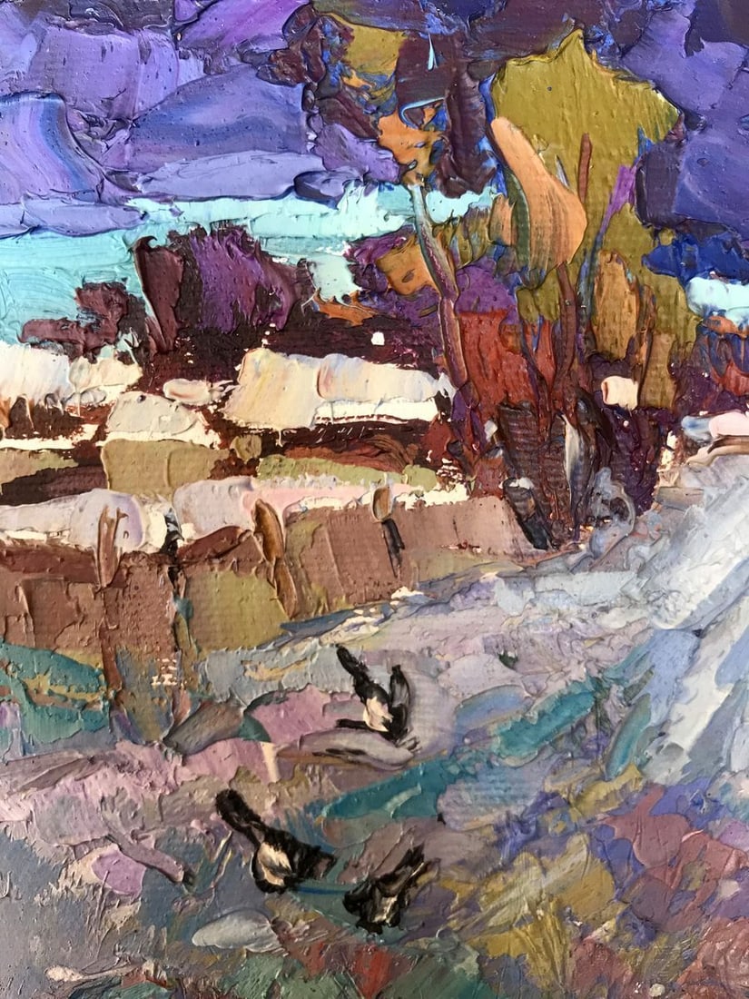 Oil painting Snow covered street Kalenyuk Oksana - 4