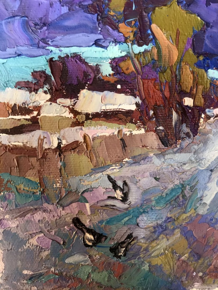 Oil painting Snow covered street Kalenyuk Oksana - 5