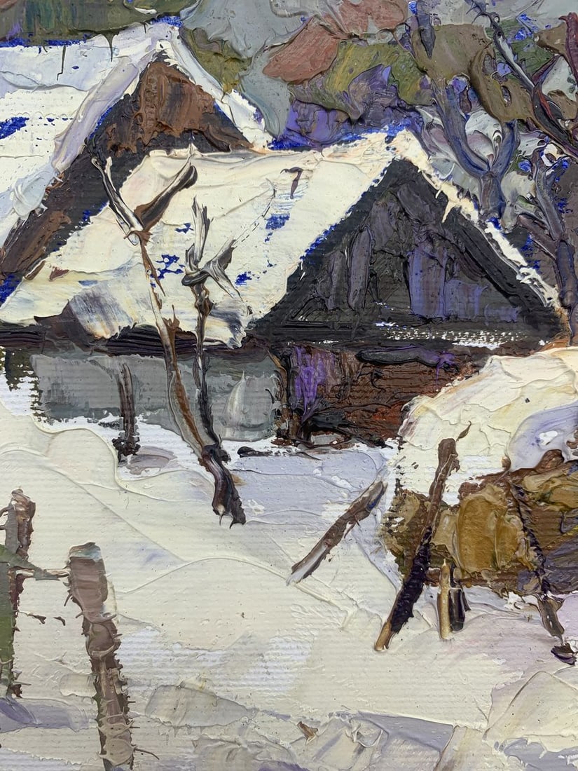 Oil painting Winter yard Kalenyuk Oksana - 4
