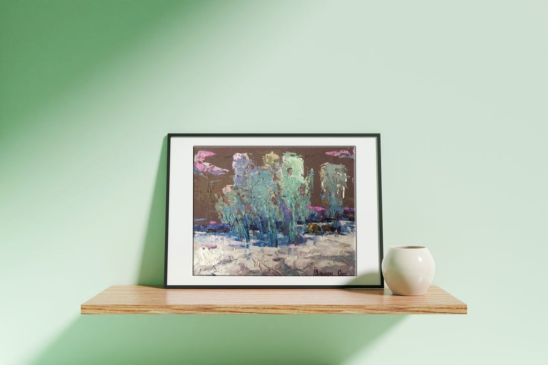 Oil painting Poplar in the frost Oksana Kalenyuk - 3