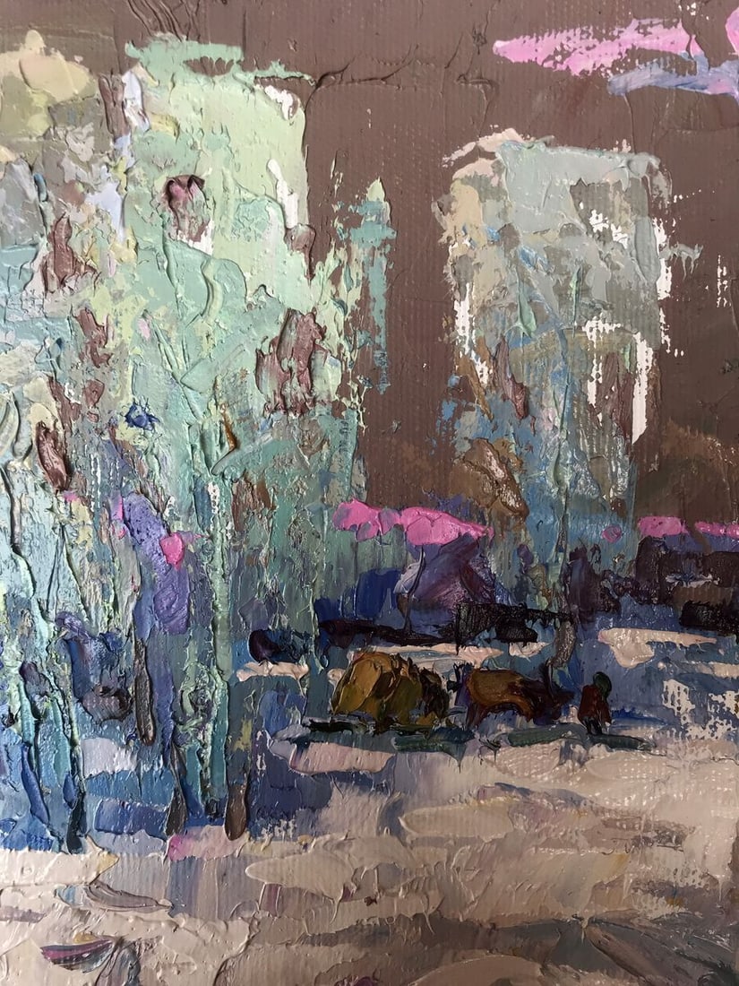 Oil painting Poplar in the frost Oksana Kalenyuk - 9