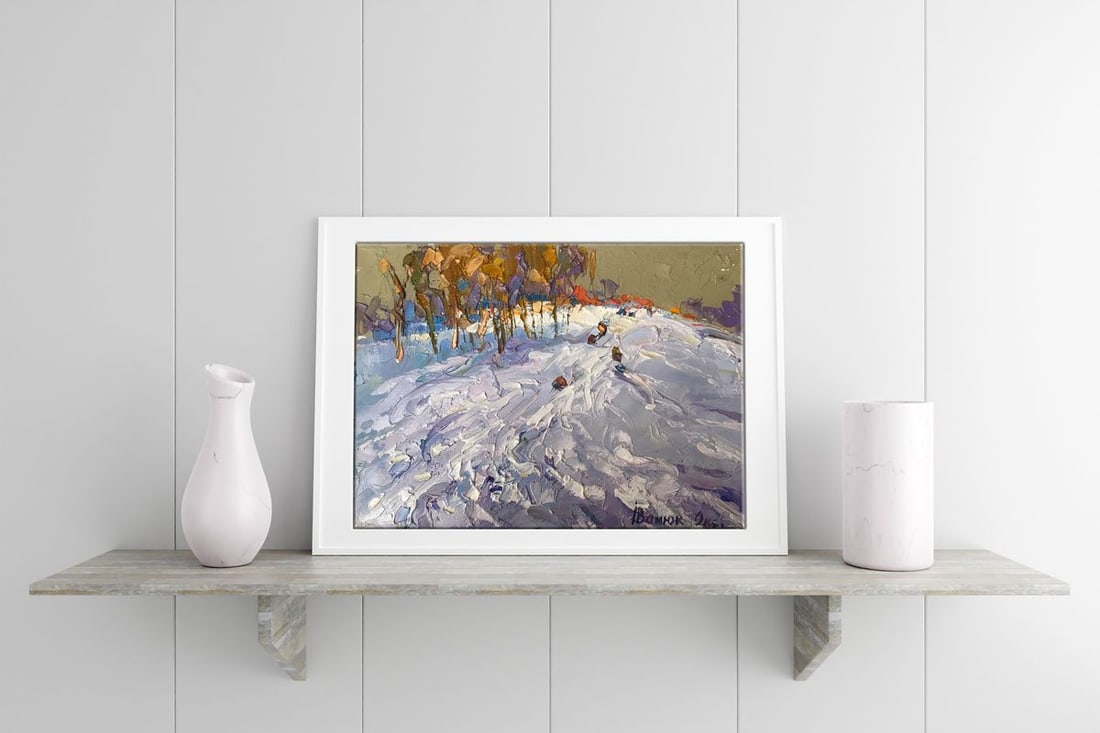 Oil painting On snowy hills Oksana Kalenyuk - 2