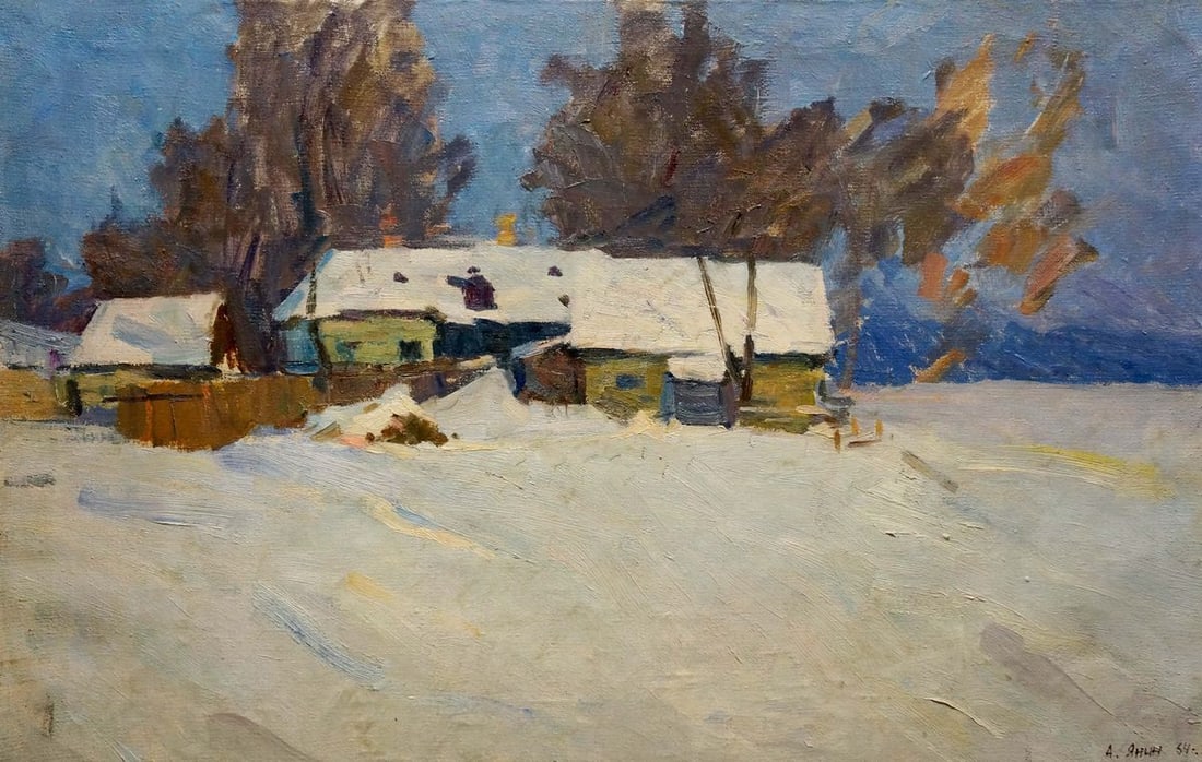 Oil painting Winter landscape Yanin Anatoly Alexandrovich (1 of 8)