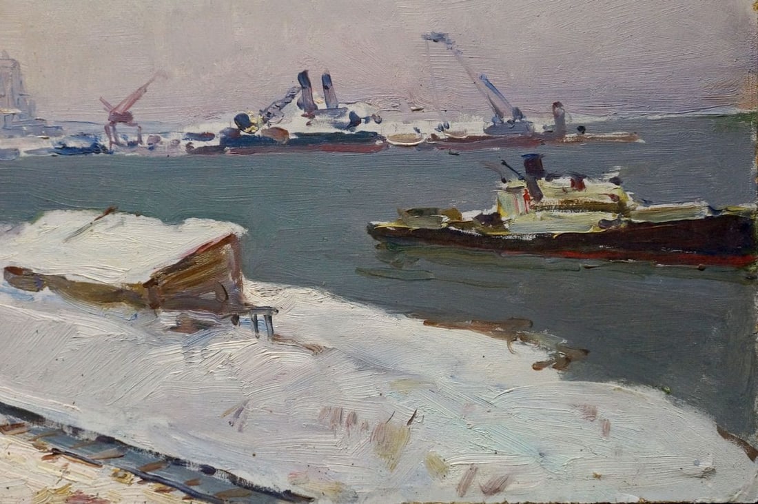Oil painting In Port Pyotr Kuzmich Stolyarenko - 5