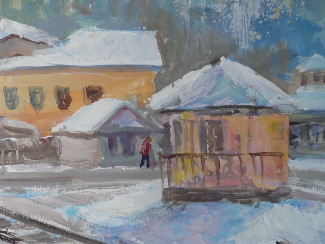 Acrylic painting Winter in village Mishurovsky V. V. - 3