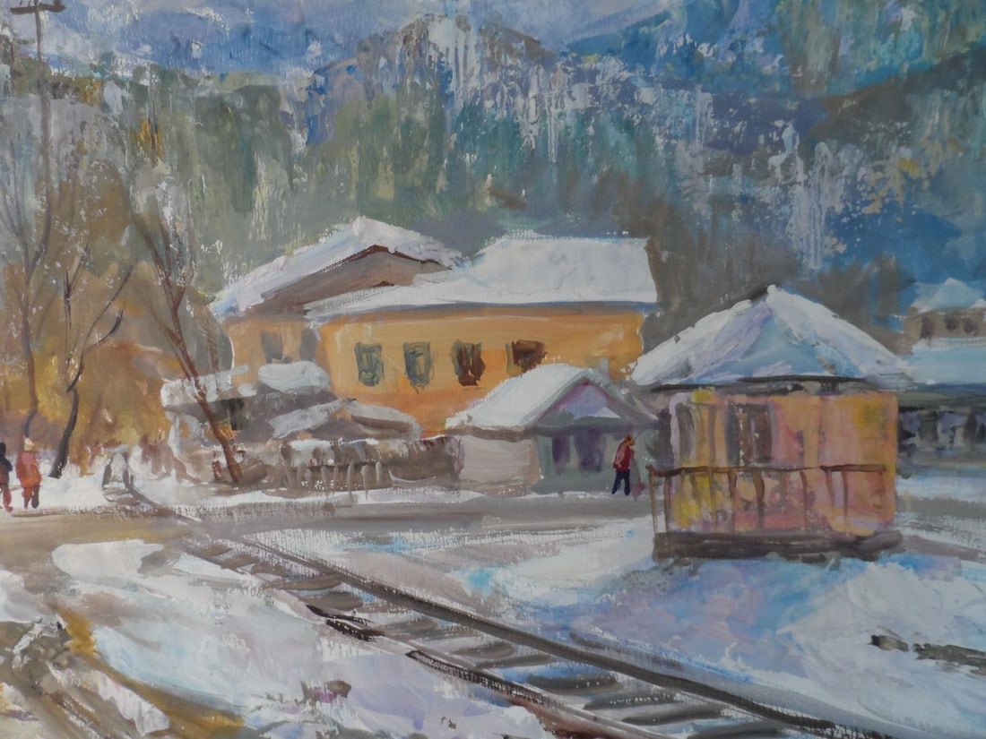 Acrylic painting Winter in village Mishurovsky V. V. - 8