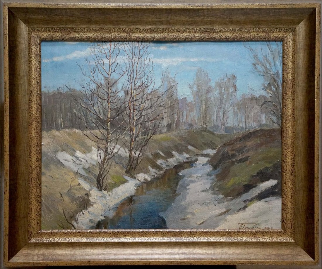 Oil painting End of winter Gorobets Pavel Matveevich (1 of 10)
