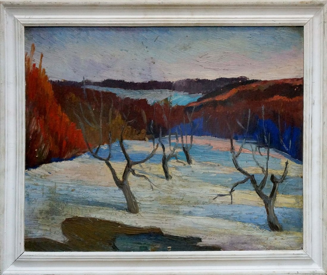 Oil painting Winter Tkachenko M. S.: Title: Oil painting Winter Tkachenko M. S. Description: NoVern 1539 *** ABOUT THIS PAINTING *** * TITLE: "Winter" * ARTISTS: Tkachenko M. S. * SIZE: 39x49 cm/'15.35x19.29 inches', frame size: 47x57 cm
