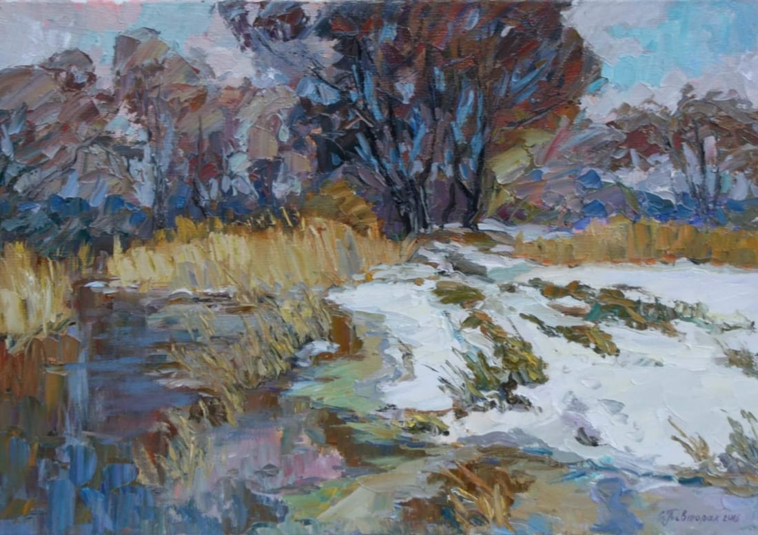 Oil painting Snow covered in the forest (1 of 4)