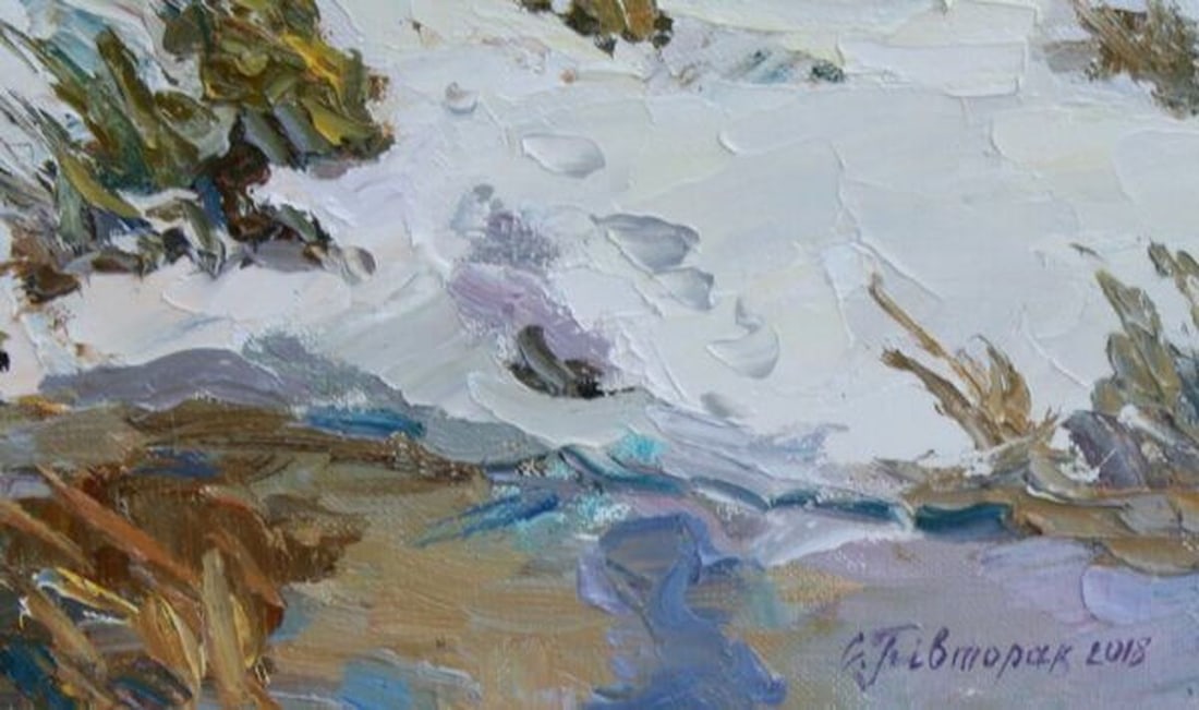 Oil painting Snow covered in the forest - 2