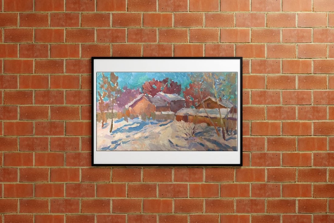 Oil painting The first snow fell Peter Tovpev - 2