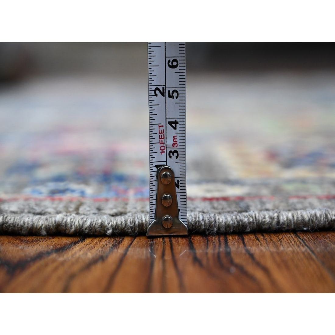 Gray Aryana Mahal Design Hand Knotted Wide Runner Oriental Rug - 5