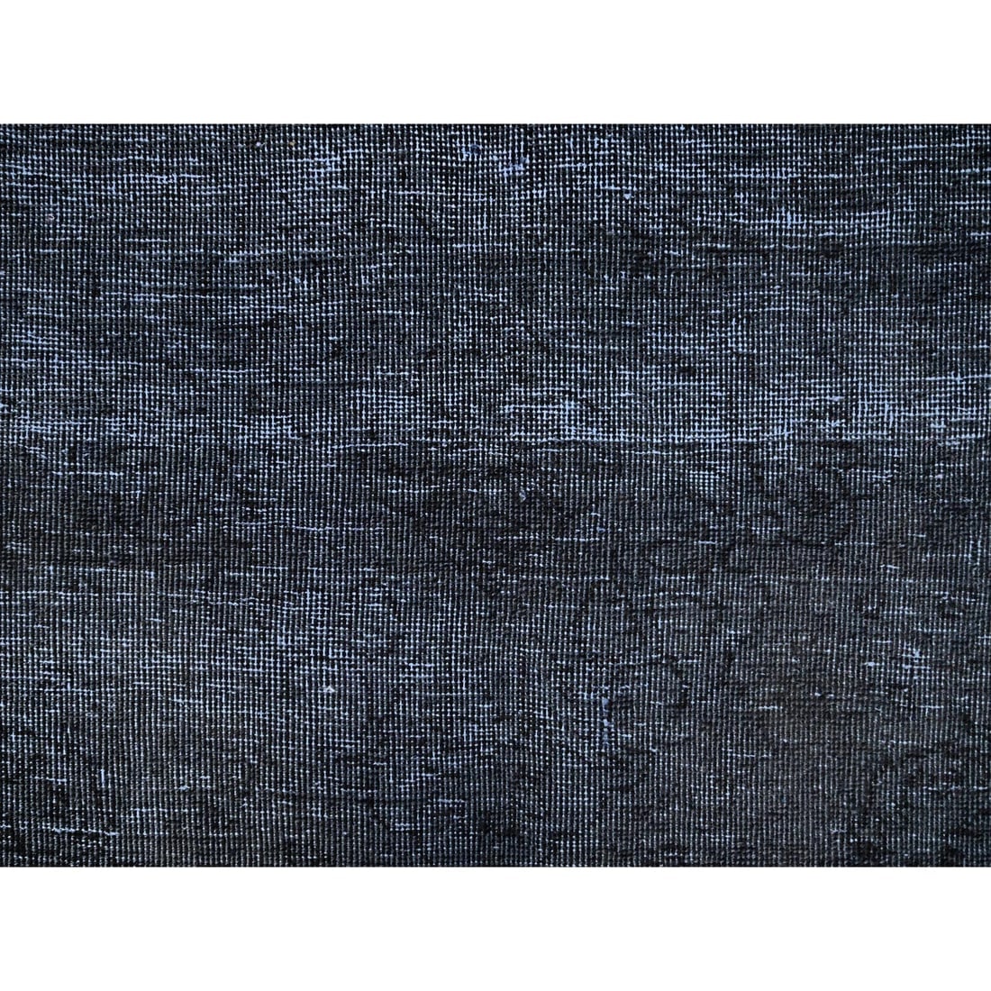 Vulcan Black Hand Knotted Tebraz Evenly Worn Shiny Wool Oriental Rug - 8
