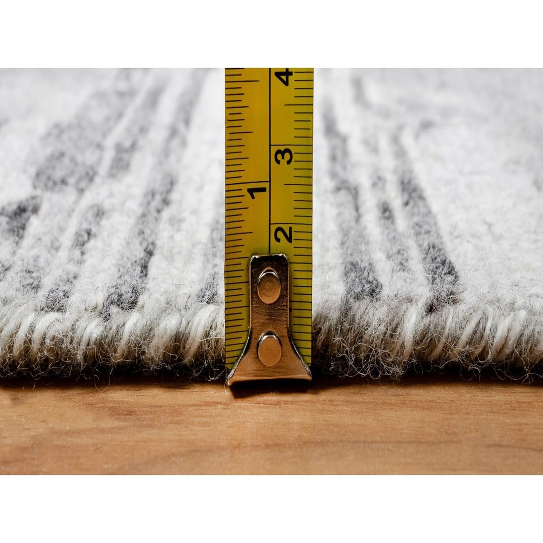 Ash Gray, Undyed Natural Wool, Modern Design, Hand Knotted, Runner Rug - 7