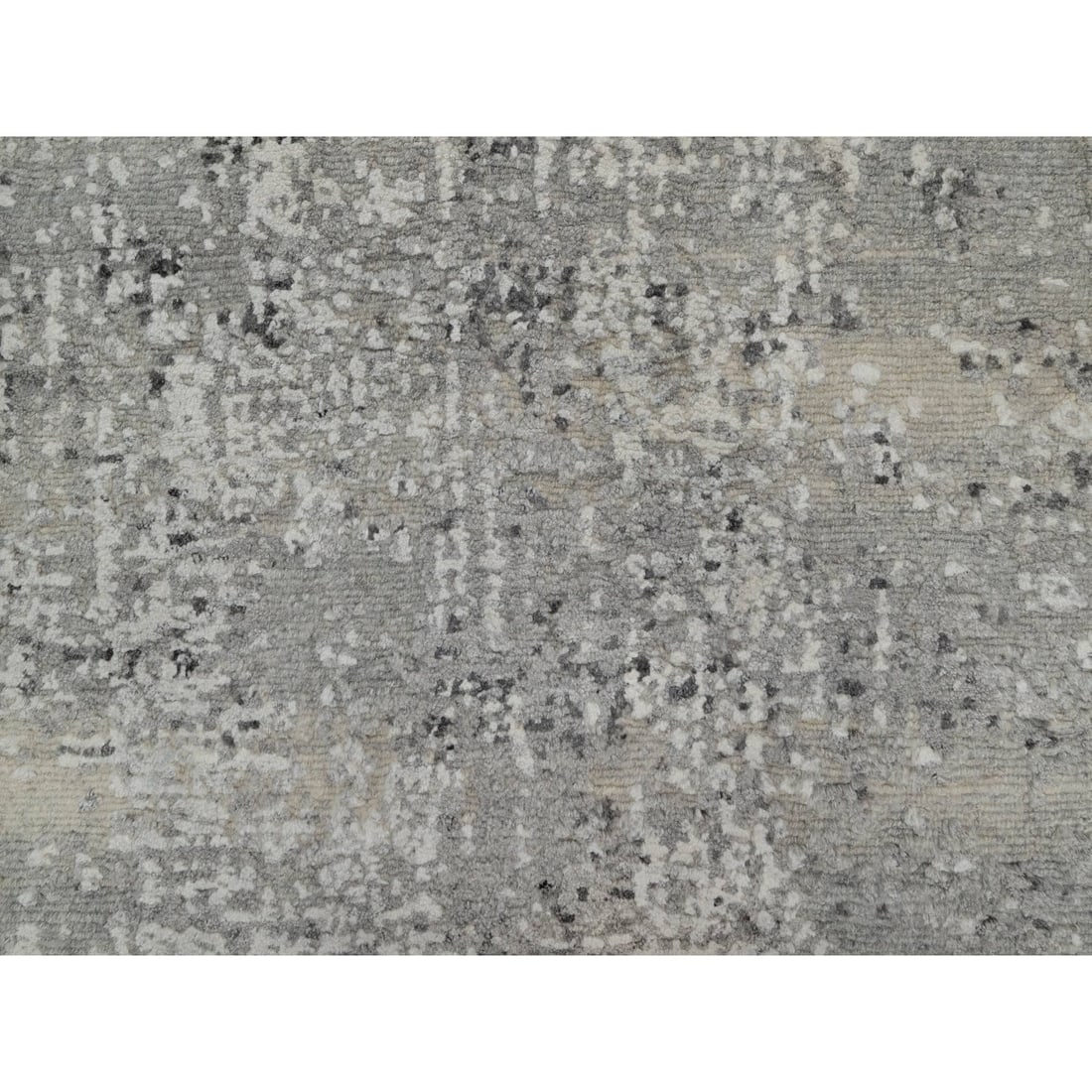 Gray Tone on Tone Modern Design Hand Knotted Undyed Natural Wool Rug - 5