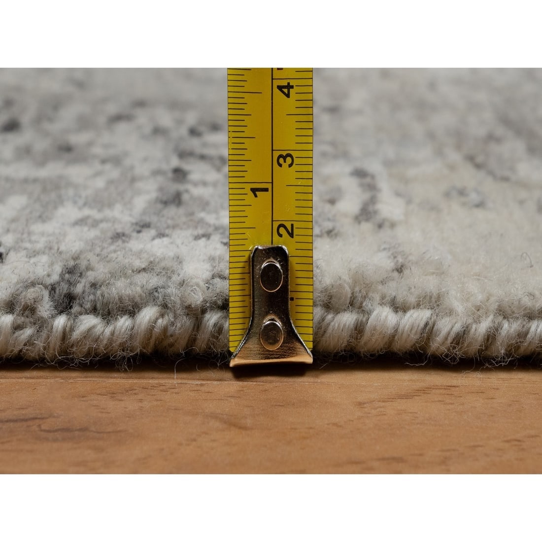 Gray Tone on Tone Modern Design Hand Knotted Undyed Natural Wool Rug - 7