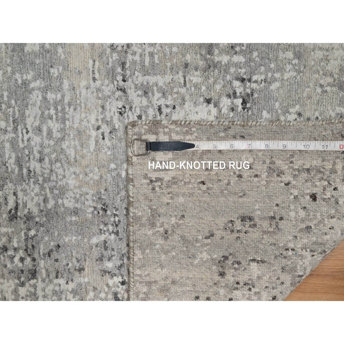 Gray Tone on Tone Modern Design Hand Knotted Undyed Natural Wool Rug - 8