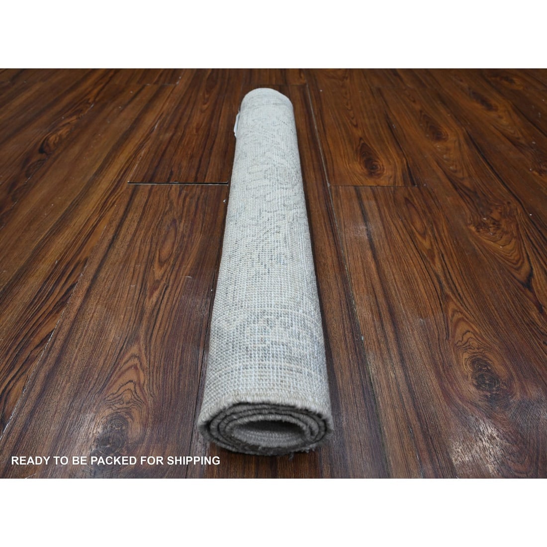 Ivory Hand Knotted White Wash Peshawar Soft Wool Mat Oriental Rug - 4