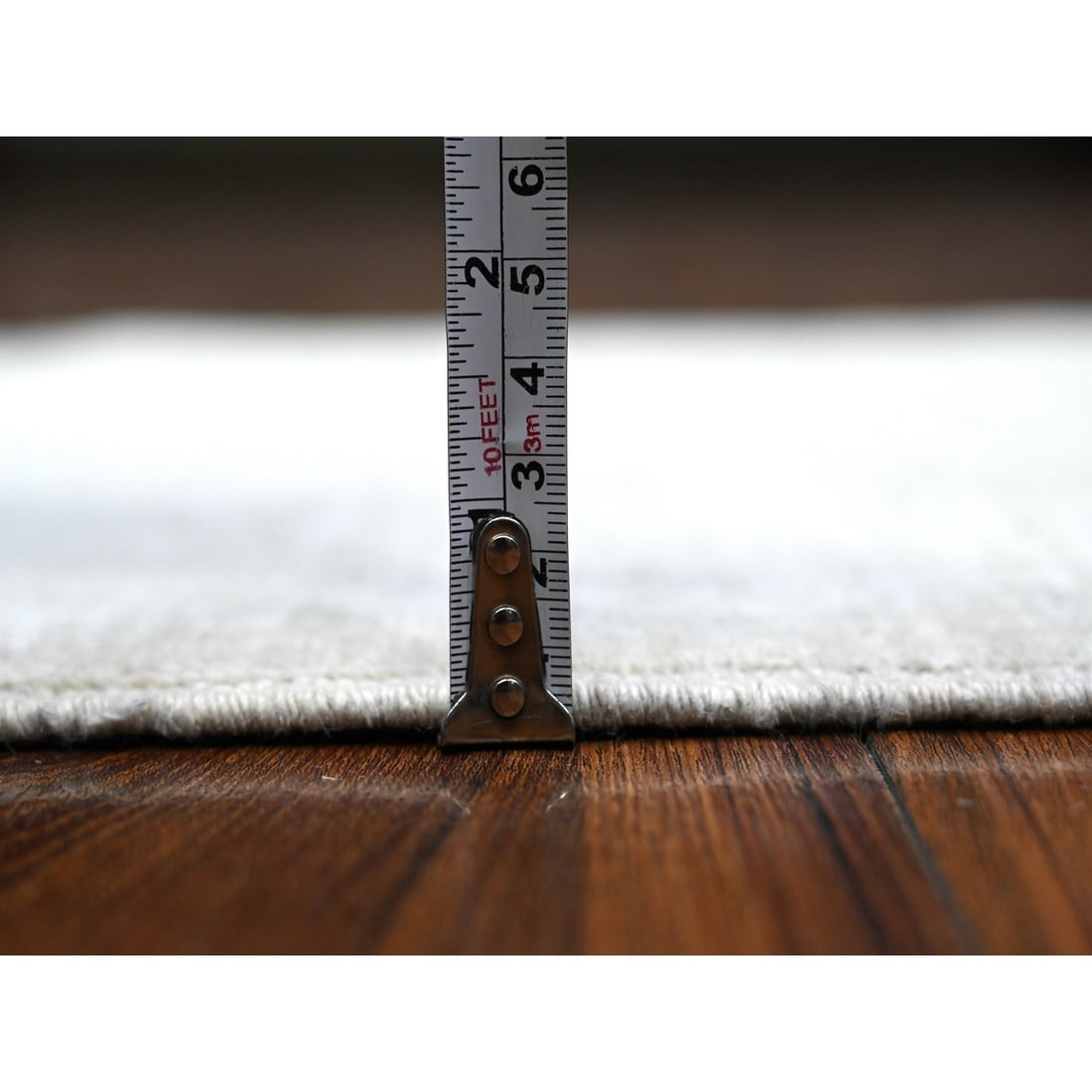 Ivory Hand Knotted White Wash Peshawar Soft Wool Mat Oriental Rug - 5