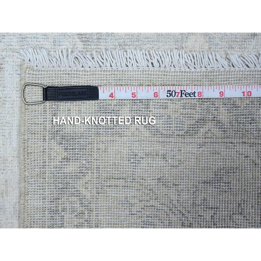 Ivory Hand Knotted White Wash Peshawar Soft Wool Mat Oriental Rug - 6