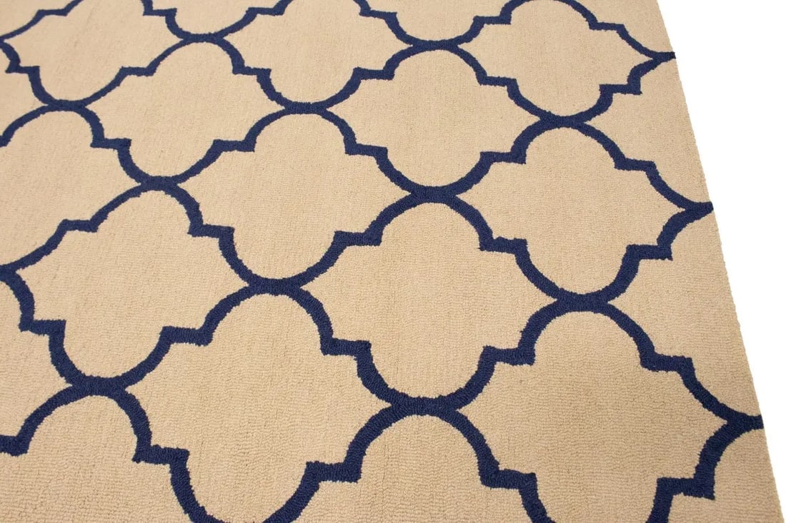 Cream Trellis 5X8 Hand-Tufted Modern Rug - 10