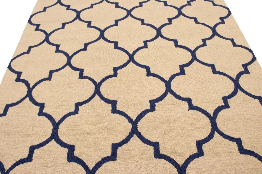 Cream Trellis 5X8 Hand-Tufted Modern Rug - 12