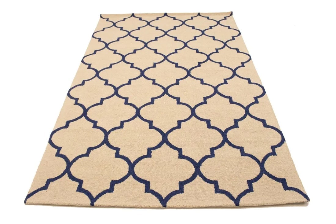 Cream Trellis 5X8 Hand-Tufted Modern Rug - 2