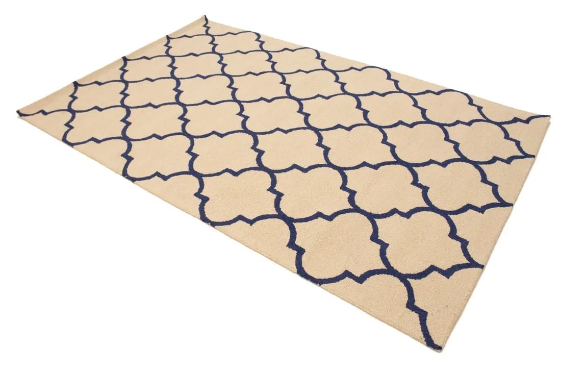 Cream Trellis 5X8 Hand-Tufted Modern Rug - 3