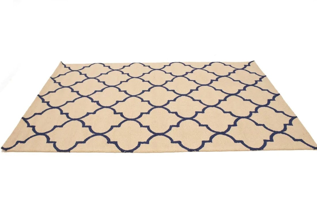 Cream Trellis 5X8 Hand-Tufted Modern Rug - 4