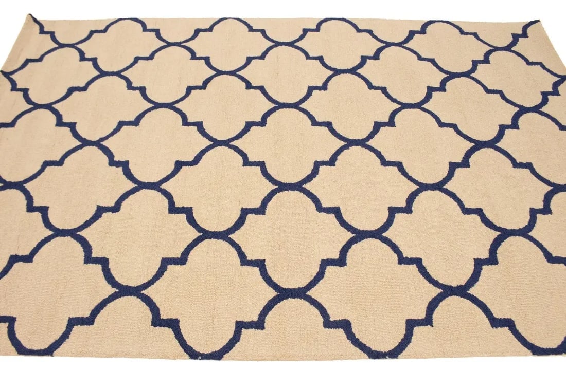 Cream Trellis 5X8 Hand-Tufted Modern Rug - 5