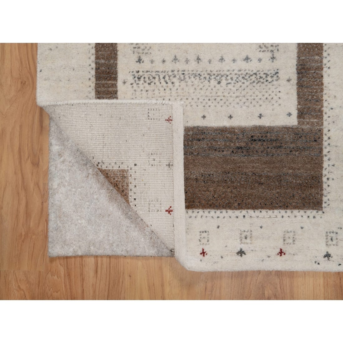 Ivory Modern Striae Design Lori Buft Hand Knotted Pure Wool Runner Rug - 3