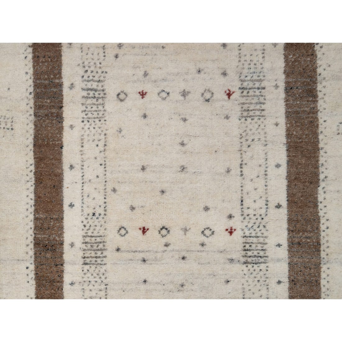 Ivory Modern Striae Design Lori Buft Hand Knotted Pure Wool Runner Rug - 5