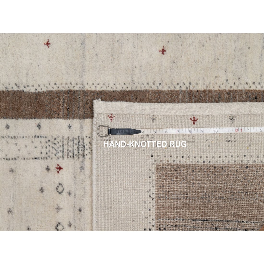 Ivory Modern Striae Design Lori Buft Hand Knotted Pure Wool Runner Rug - 8